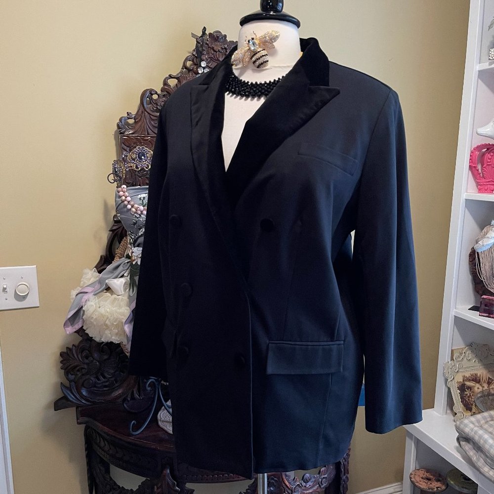 Lauren Ralph Lauren NWT 20W Black Jacket with Velvet Lapel